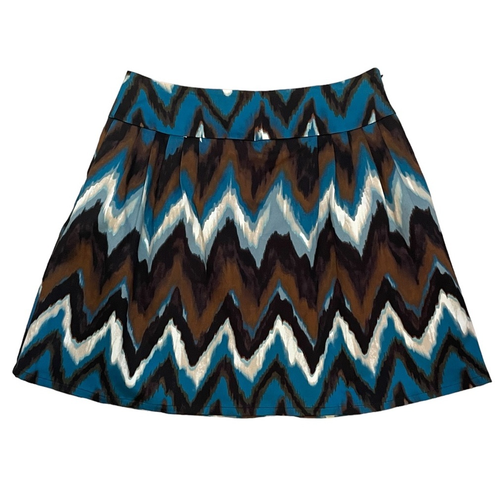 Chevron Patterned Skirt - Blue, Brown,‎ Black
